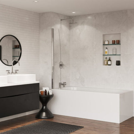 Coram Showers Bath Screen Panel for Shower Curtain (1 size, Chrome) - Brand New Bathrooms