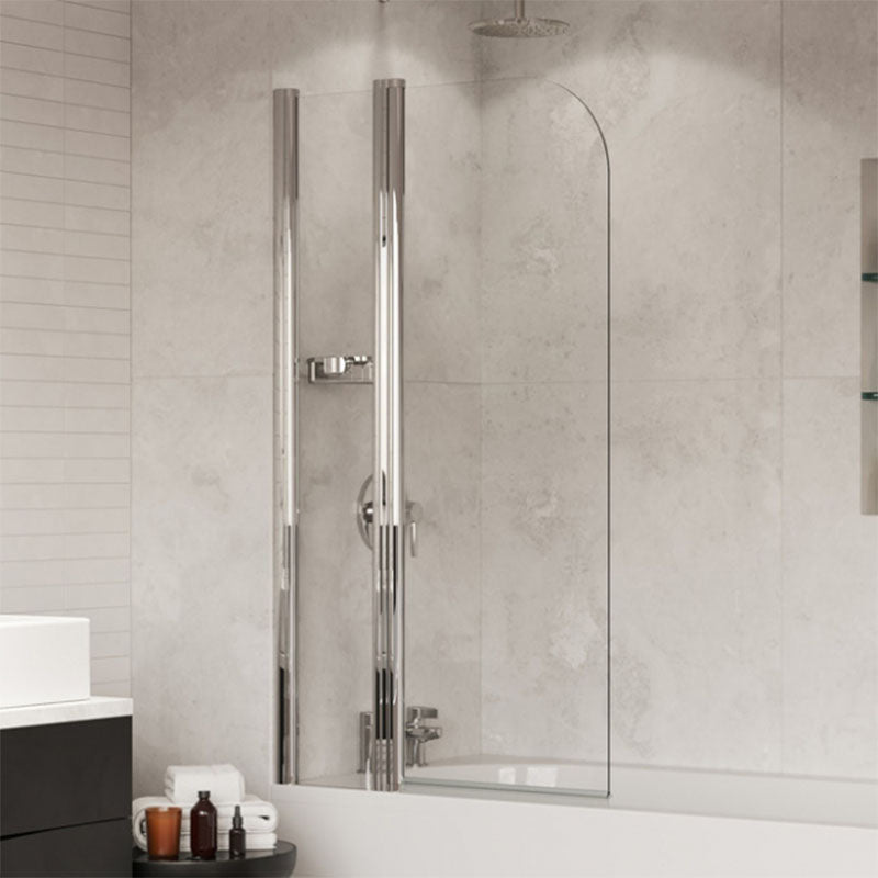 Coram Showers Compact Curved Bath Screen with Side Panel (1 size, Chrome) - Brand New Bathrooms