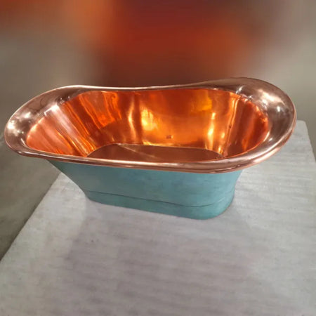 Coppersmith Creations Straight Base Copper Bathtub (1 size, Polished Copper Interior, Patina Exterior) - Brand New Bathrooms