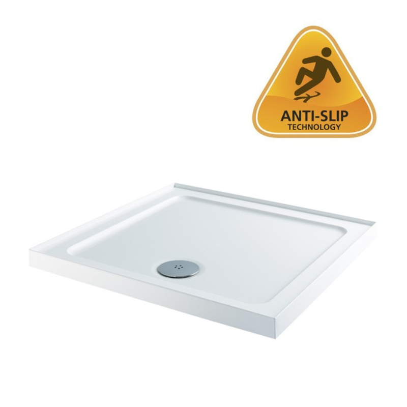MX Elements Flat Top Square ABS Stone Shower Tray (7 sizes) (Anti-Slip options available) - Brand New Bathrooms