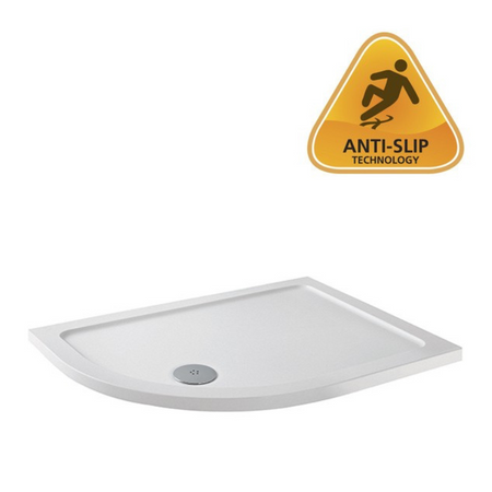 MX Elements Flat Top Offset Quadrant ABS Stone 550 Radius Left Hand Shower Tray (19 sizes) (Anti-Slip options available) - Brand New Bathrooms