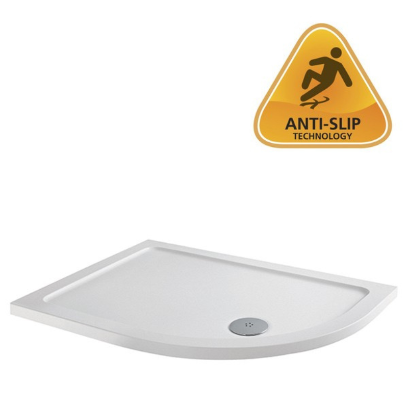 MX Elements Flat Top Offset Quadrant ABS Stone 550 Radius Right Hand Shower Tray (19 sizes) (Anti-Slip options available) - Brand New Bathrooms