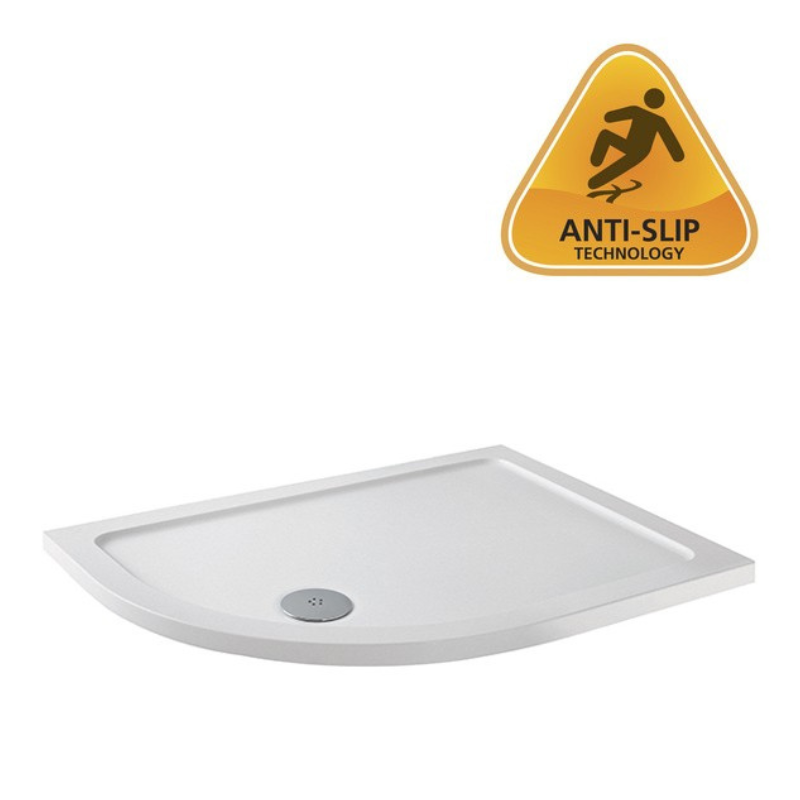 MX Elements Flat Top Offset Quadrant ABS Stone 550 Radius Left Hand Shower Tray (19 sizes) (Anti-Slip options available) - Brand New Bathrooms