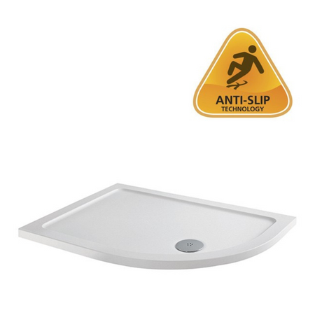 MX Elements Flat Top Offset Quadrant ABS Stone 550 Radius Right Hand Shower Tray (19 sizes) (Anti-Slip options available) - Brand New Bathrooms