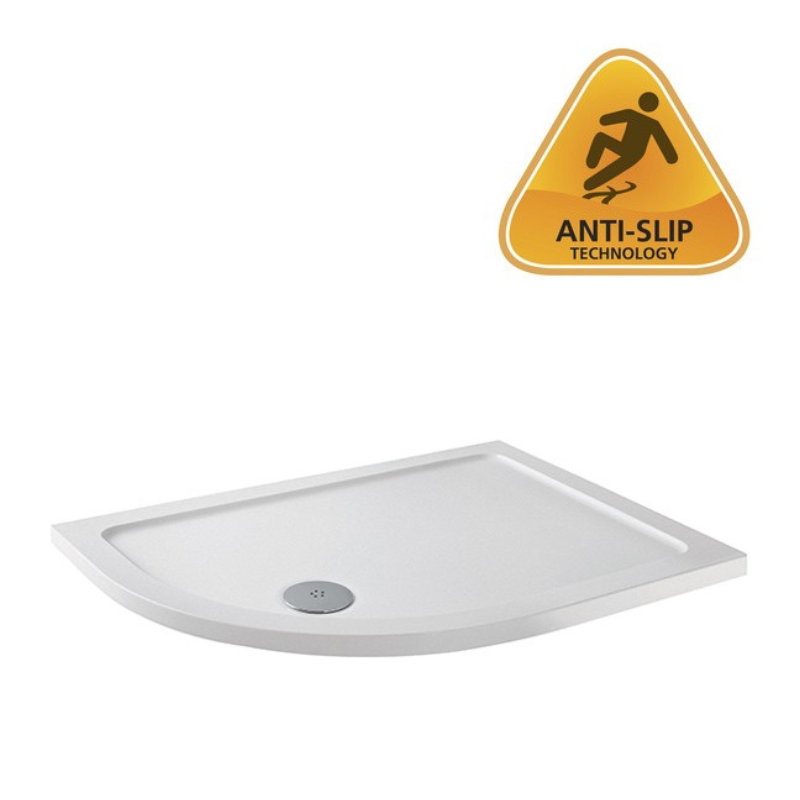 MX Elements Flat Top Offset Quadrant ABS Stone 550 Radius Left Hand Shower Tray (19 sizes) (Anti-Slip options available) - Brand New Bathrooms
