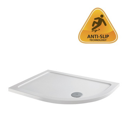 MX Elements Flat Top Offset Quadrant ABS Stone 550 Radius Right Hand Shower Tray (19 sizes) (Anti-Slip options available) - Brand New Bathrooms