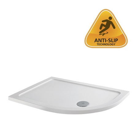 MX Elements Flat Top Offset Quadrant ABS Stone 550 Radius Right Hand Shower Tray (19 sizes) (Anti-Slip options available) - Brand New Bathrooms
