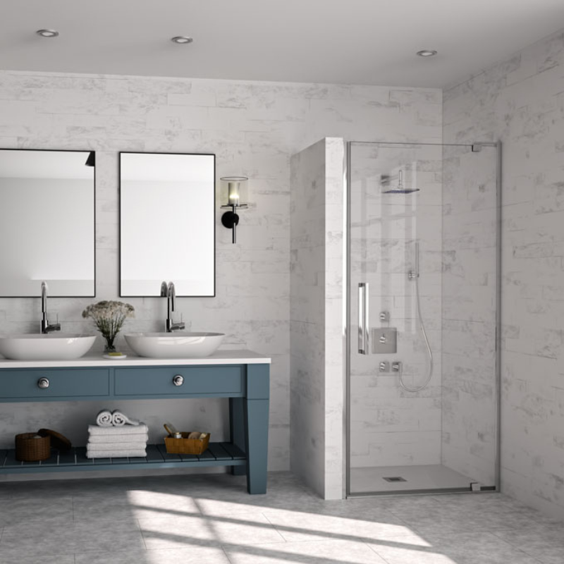 Merlyn 10 Series | Pivot Shower Door (3 sizes, Chrome)
