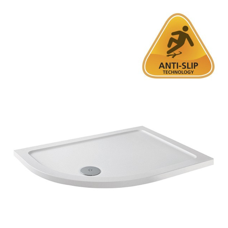 MX Elements Flat Top Offset Quadrant ABS Stone 550 Radius Left Hand Shower Tray (19 sizes) (Anti-Slip options available) - Brand New Bathrooms