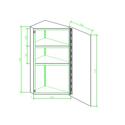 RAK Ceramics Riva Stainless Steel Single Corner Cabinet with Mirrored Door (1 size, Mirror) - Brand New Bathrooms