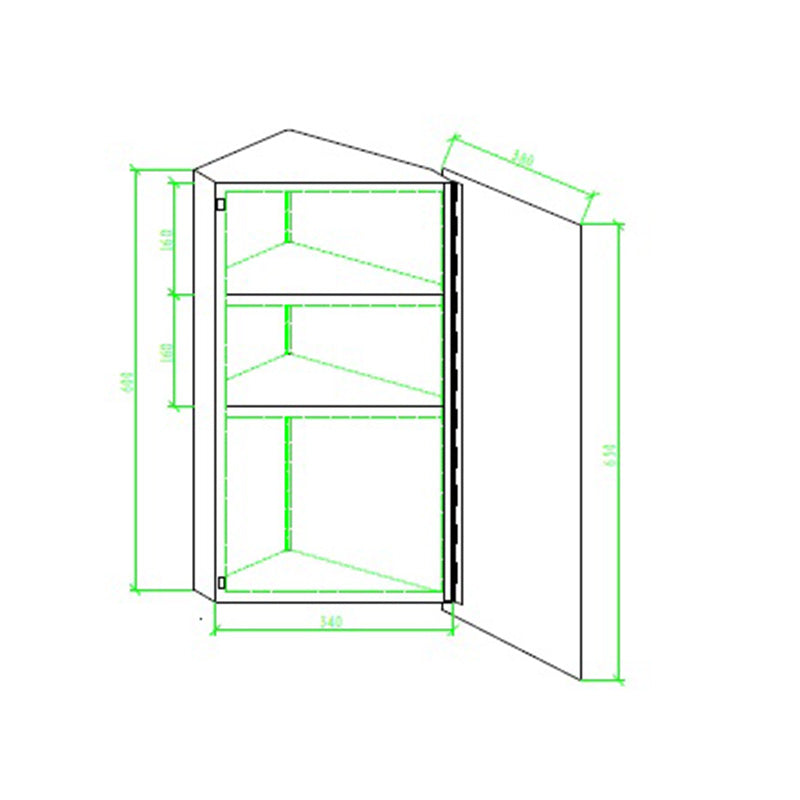 RAK Ceramics Riva Stainless Steel Single Corner Cabinet with Mirrored Door (1 size, Mirror) - Brand New Bathrooms