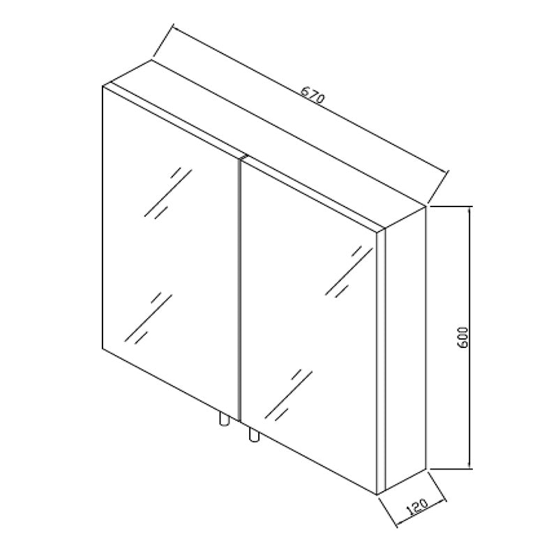 RAK Ceramics Delta Stainless Steel Double Cabinet with Mirrored Doors (1 size, Mirror) - Brand New Bathrooms