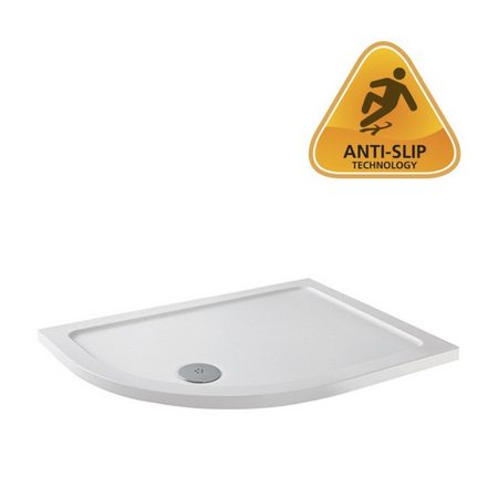 MX Elements Flat Top Offset Quadrant ABS Stone 550 Radius Left Hand Shower Tray (19 sizes) (Anti-Slip options available) - Brand New Bathrooms