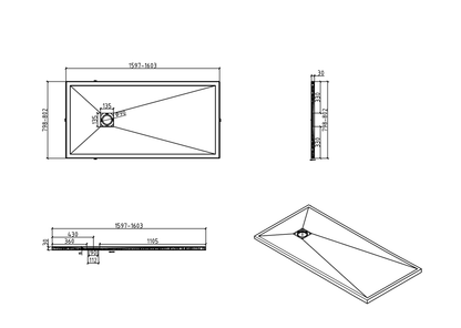 Brand New Bathrooms Polymer Anti-Slip Shower Tray (10 sizes, Sand)