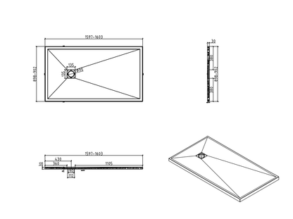 Brand New Bathrooms Polymer Anti-Slip Shower Tray (10 sizes, Sand)