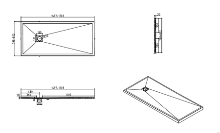 Brand New Bathrooms Polymer Anti-Slip Shower Tray (10 sizes, White) - Brand New Bathrooms