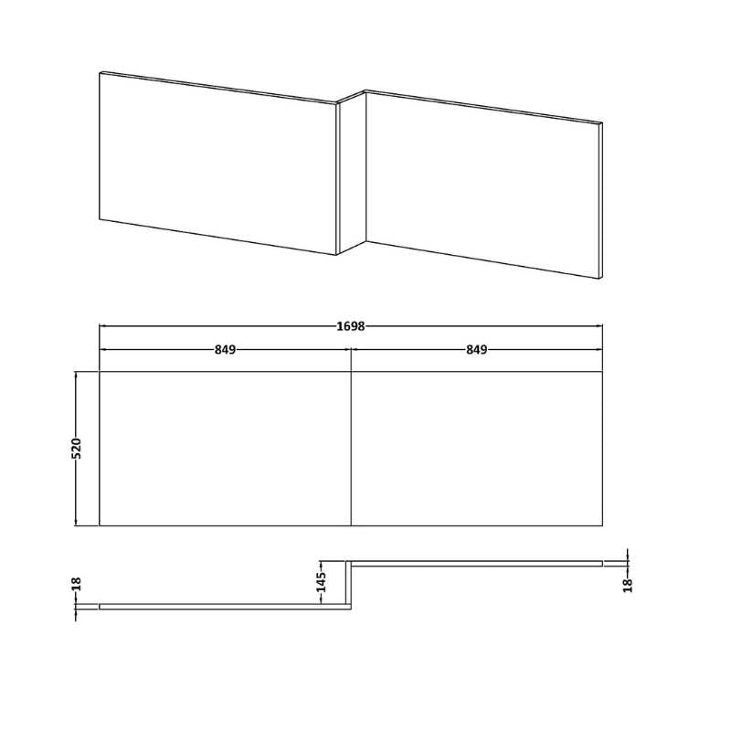 Nuie Bath Panels Square Shower Bath Front Panel (1 size, Midnight Blue) - Brand New Bathrooms