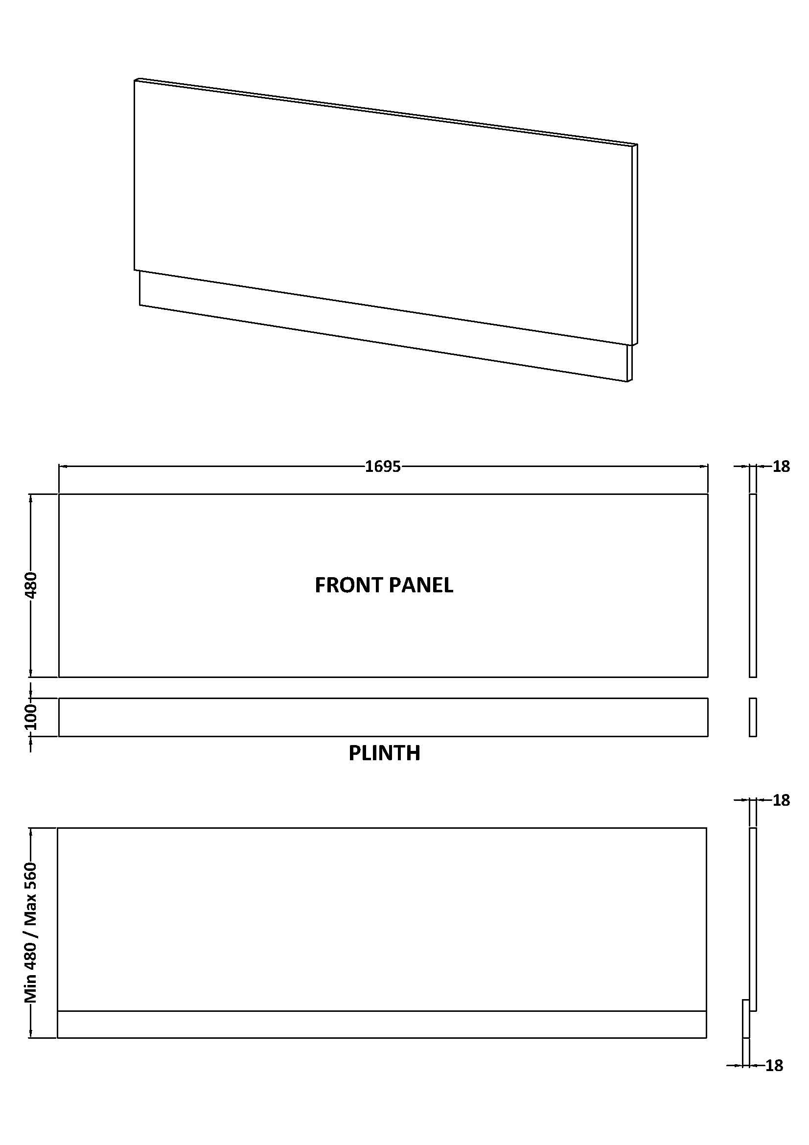 Nuie Urban Straight Bath Front Panels (2 sizes, Gray) - Brandnew Bathroom