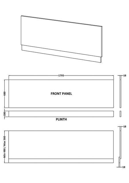 Nuie Urban Straight Bath Front Panels (2 sizes, Gray) - Brandnew Bathroom