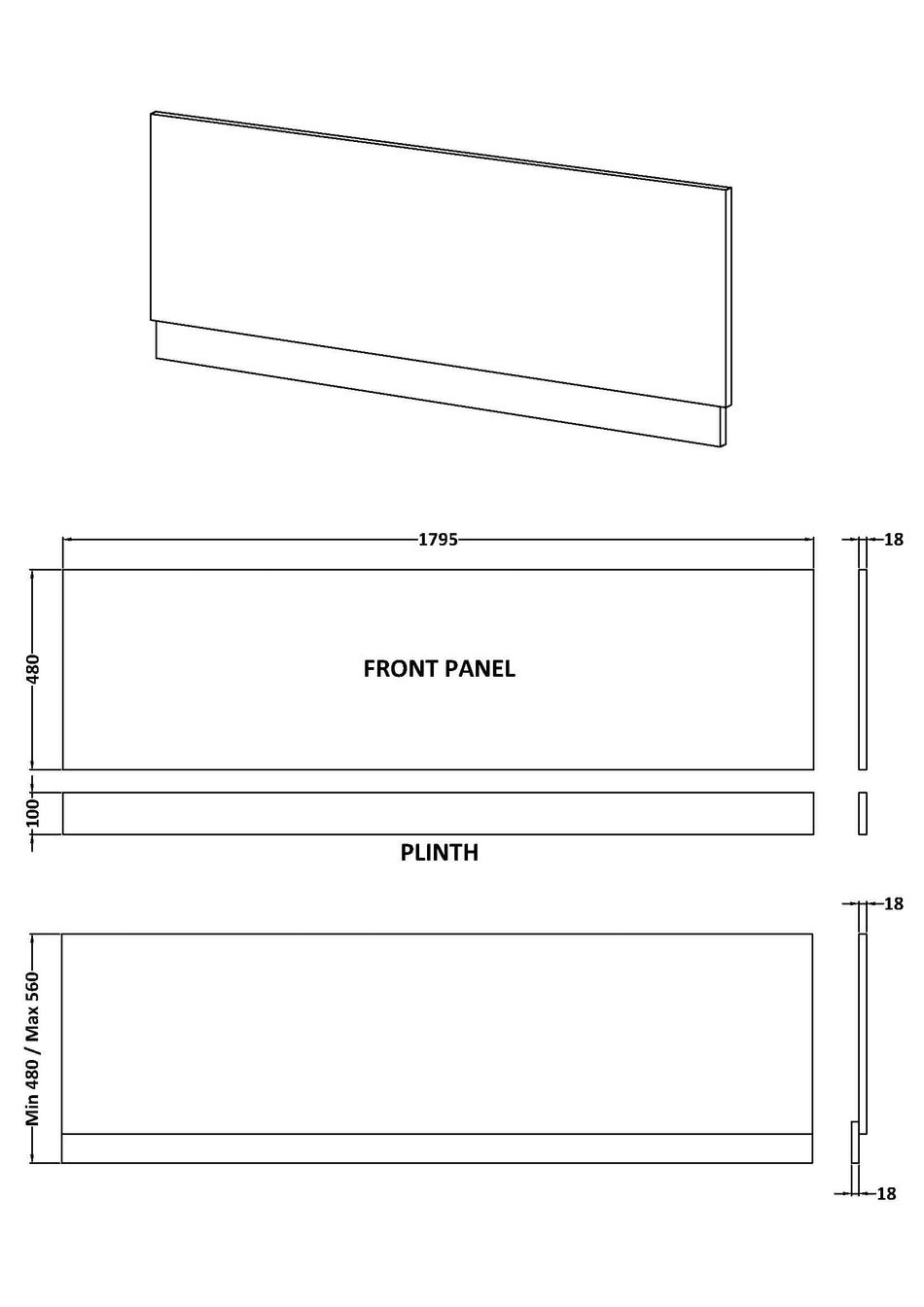 Nuie 700mm Straight Bath End Panel & Plinth (Autumn Oak) - Brandnew Bathroom
