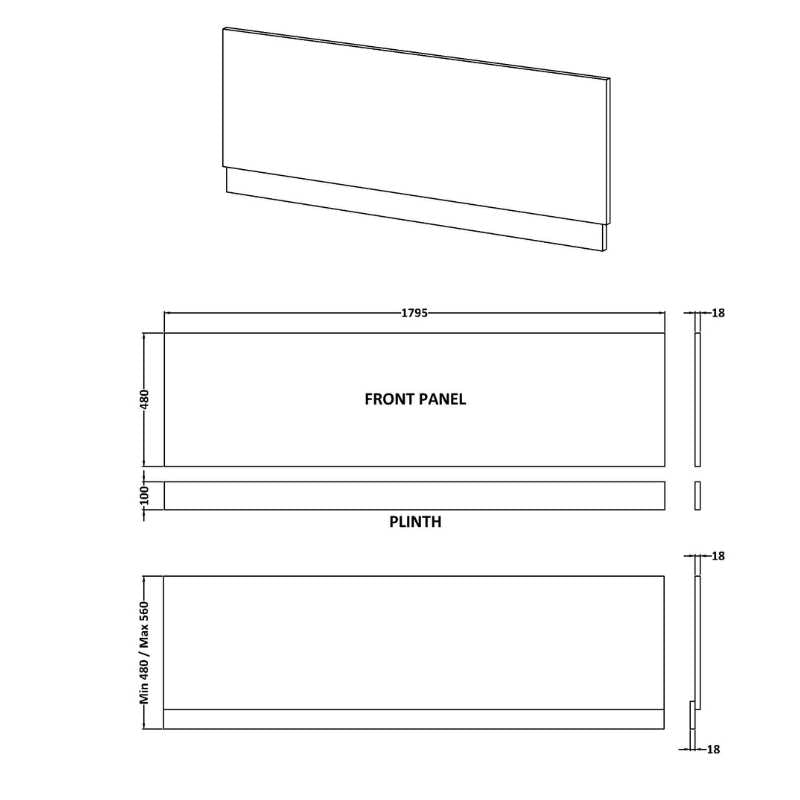 Nuie Bath Panels Bath Front Panel (2 sizes, Bleached Oak) - Brand New Bathrooms