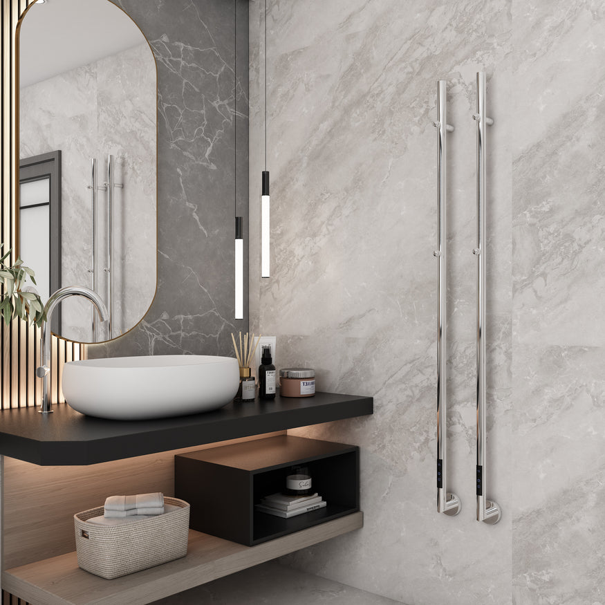 Carisa Dante Stainless Steel Electric Towel Radiator (1 size, 3 colours) - Brand New Bathrooms