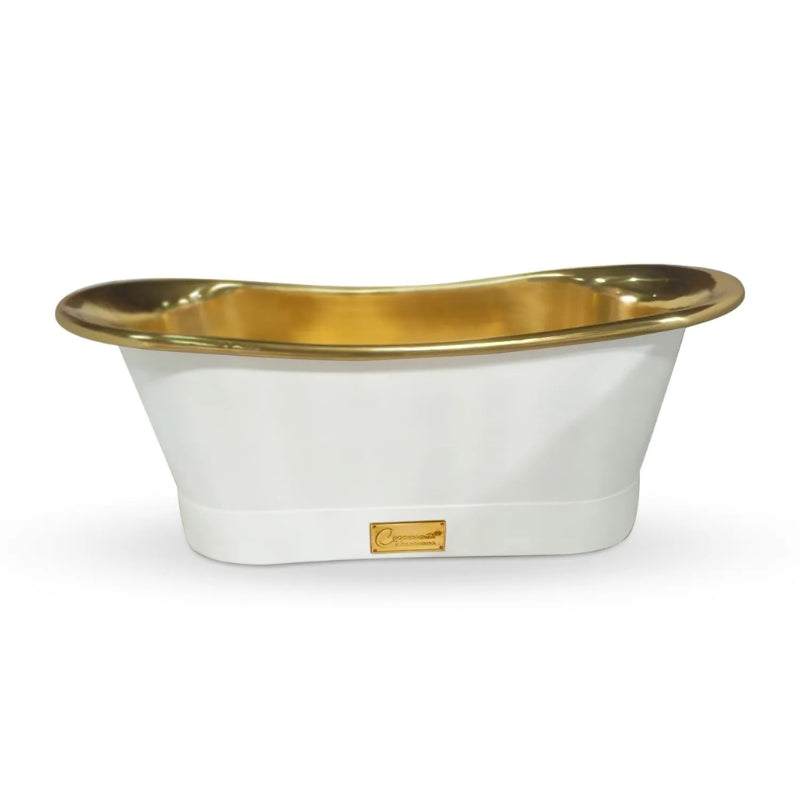 Coppersmith Creations Brass Bathtub (1 size, Brass Interior, Matt White Exterior) - Brand New Bathrooms