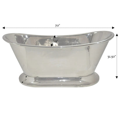 Coppersmith Creations Curved Pedestal Copper Bathtub (1 size, Nickel) - Brand New Bathrooms