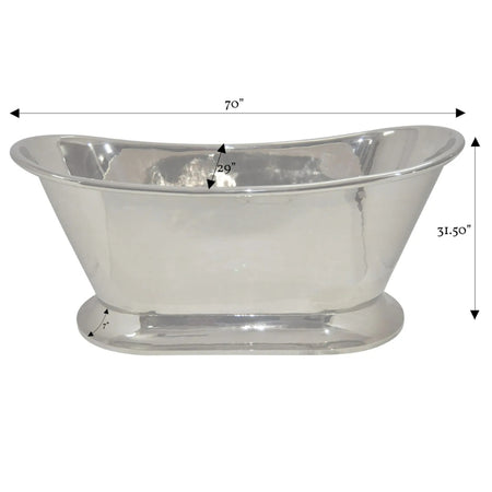 Coppersmith Creations Curved Pedestal Copper Bathtub (1 size, Nickel) - Brand New Bathrooms