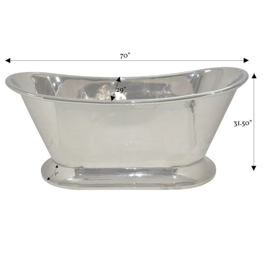 Coppersmith Creations Curved Pedestal Copper Bathtub (1 size, Nickel) - Brand New Bathrooms