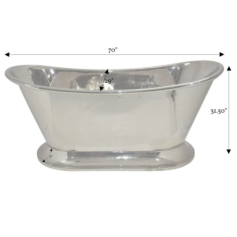 Coppersmith Creations Curved Pedestal Copper Bathtub (1 size, Nickel) - Brand New Bathrooms