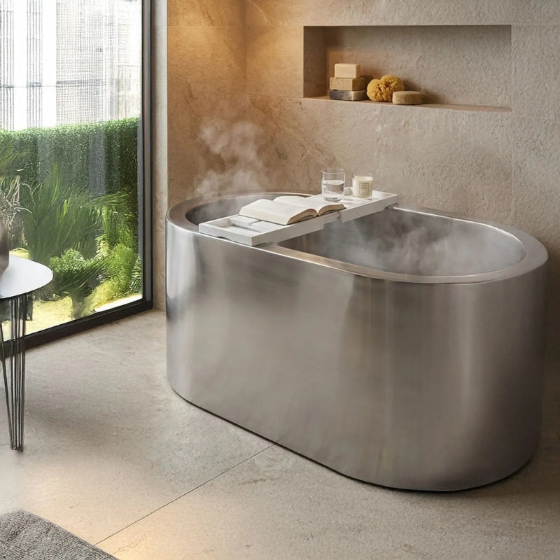 Coppersmith Creations Double Wall Stainless Steel with Built-In Dual Seats Bathtub (1 size, Steel) - Brand New Bathrooms