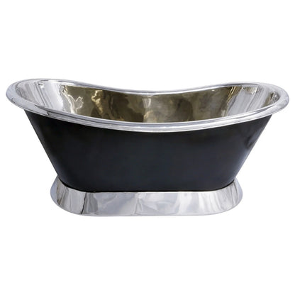Coppersmith Creations Dual Tone Slanting Pedestal Base Brass Bathtub (1 size, Nickel Interior, Black Exterior) - Brand New Bathrooms