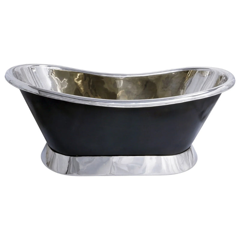 Coppersmith Creations Dual Tone Slanting Pedestal Base Brass Bathtub (1 size, Nickel Interior, Black Exterior) - Brand New Bathrooms