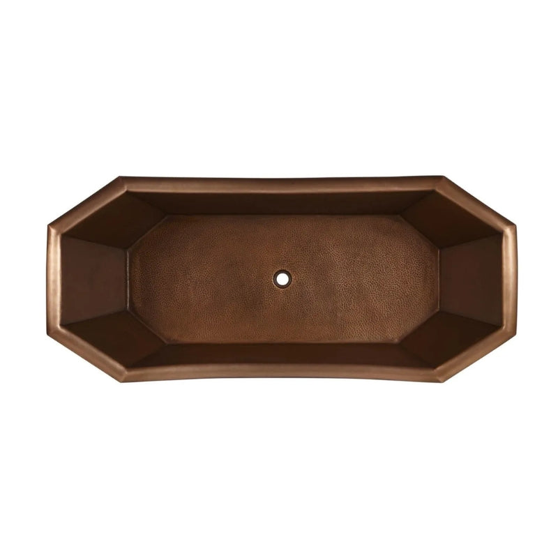 Coppersmith Creations Eight Sided Hammered Copper Clawfoot Bathtub (1 size, Antique Copper Patina) - Brand New Bathrooms