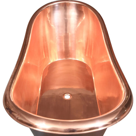 Coppersmith Creations Roll Top Copper Bathtub (1 size, Polished Copper Inside, Black Outside) - Brand New Bathrooms