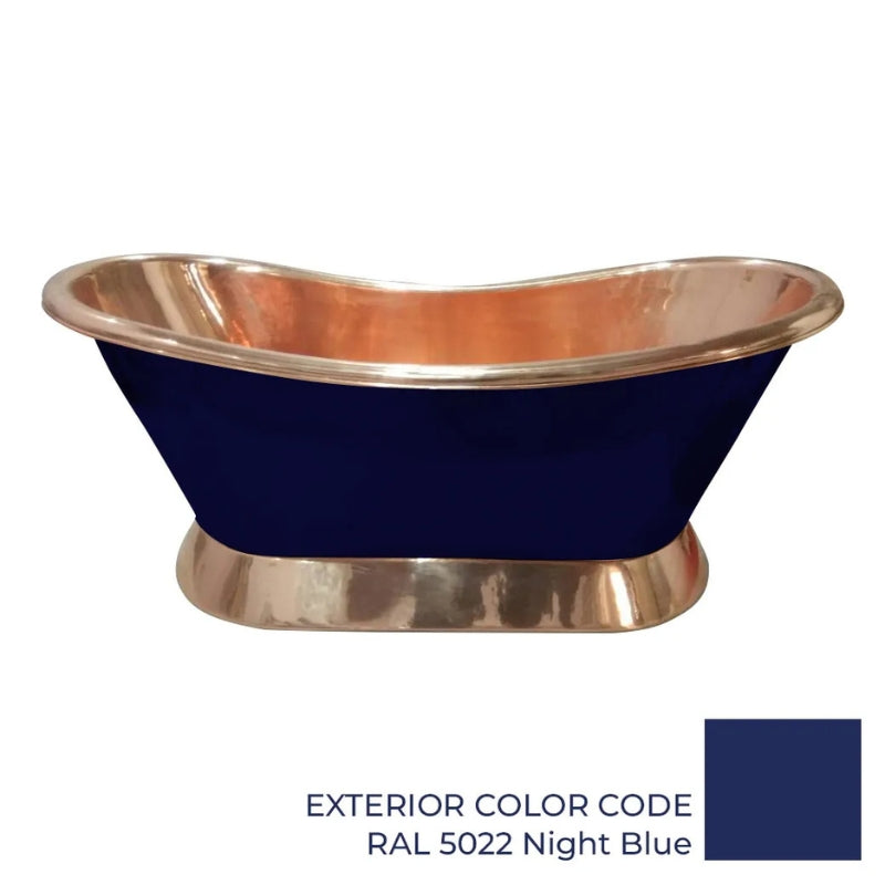 Coppersmith Creations Slanting Base Copper Bathtub (1 size, Copper Base and Interior, Night Blue Exterior) - Brand New Bathrooms