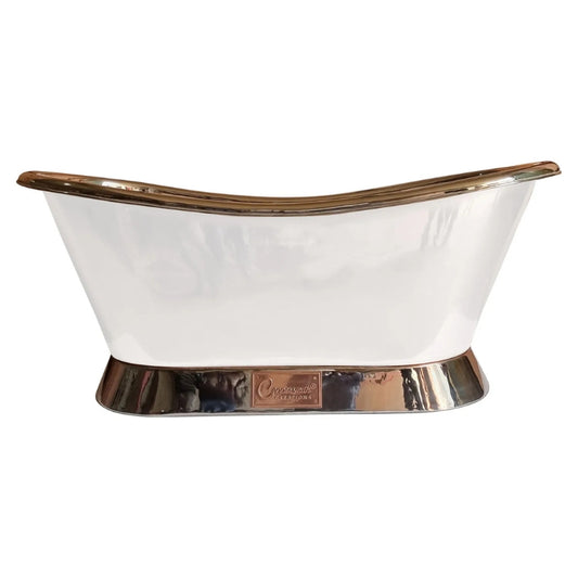 Coppersmith Creations Slanting Base Copper Bathtub (1 size, Nickel Interior, Matt White Exterior) - Brand New Bathrooms