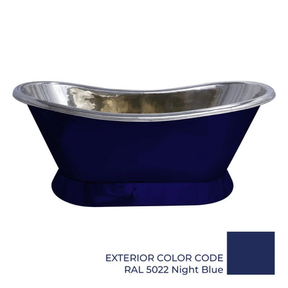Coppersmith Creations Slanting Base Copper Bathtub (1 size, Nickel Interior, Night Blue Exterior) - Brand New Bathrooms