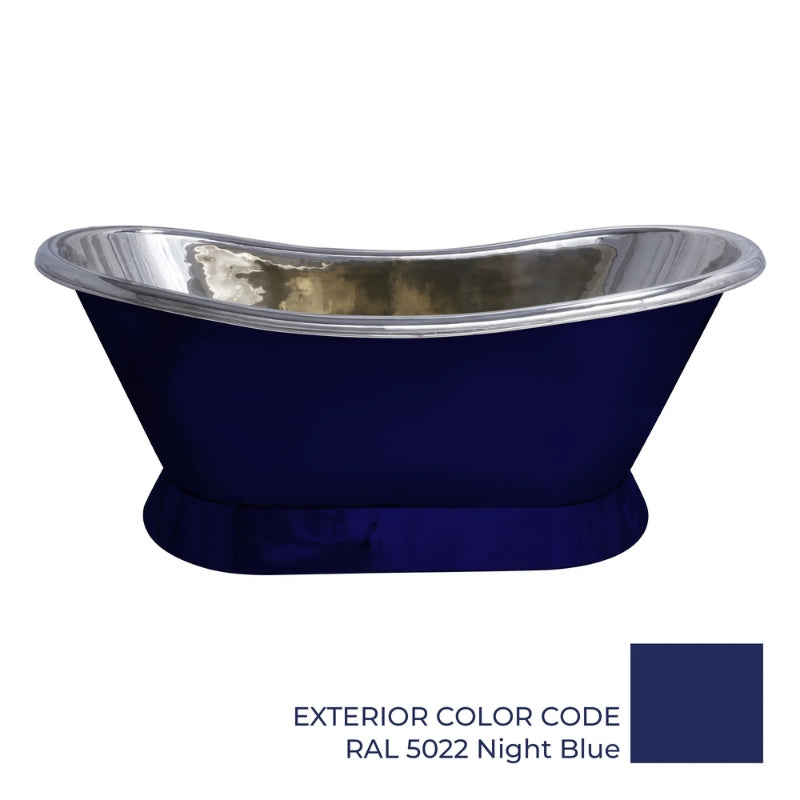 Coppersmith Creations Slanting Base Copper Bathtub (1 size, Nickel Interior, Night Blue Exterior) - Brand New Bathrooms