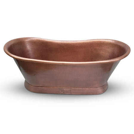 Coppersmith Creations Slanting Base Roll Top Pipe Bathtub (2 sizes, Antique Hammered Finish) - Brand New Bathrooms