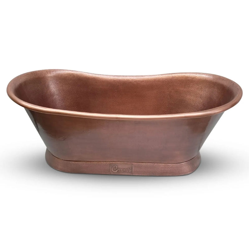 Coppersmith Creations Slanting Base Roll Top Pipe Bathtub (2 sizes, Antique Hammered Finish) - Brand New Bathrooms
