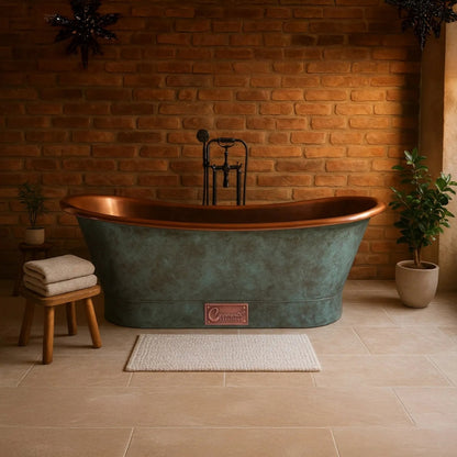 Coppersmith Creations Straight Base Copper Bathtub (1 size, Blue Green) - Brand New Bathrooms