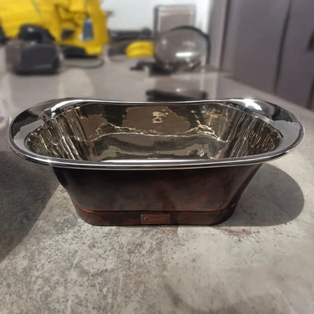Coppersmith Creations Straight Base Copper Bathtub (1 size, Nickel Inside, Weathered Antique Copper Outside) - Brand New Bathrooms