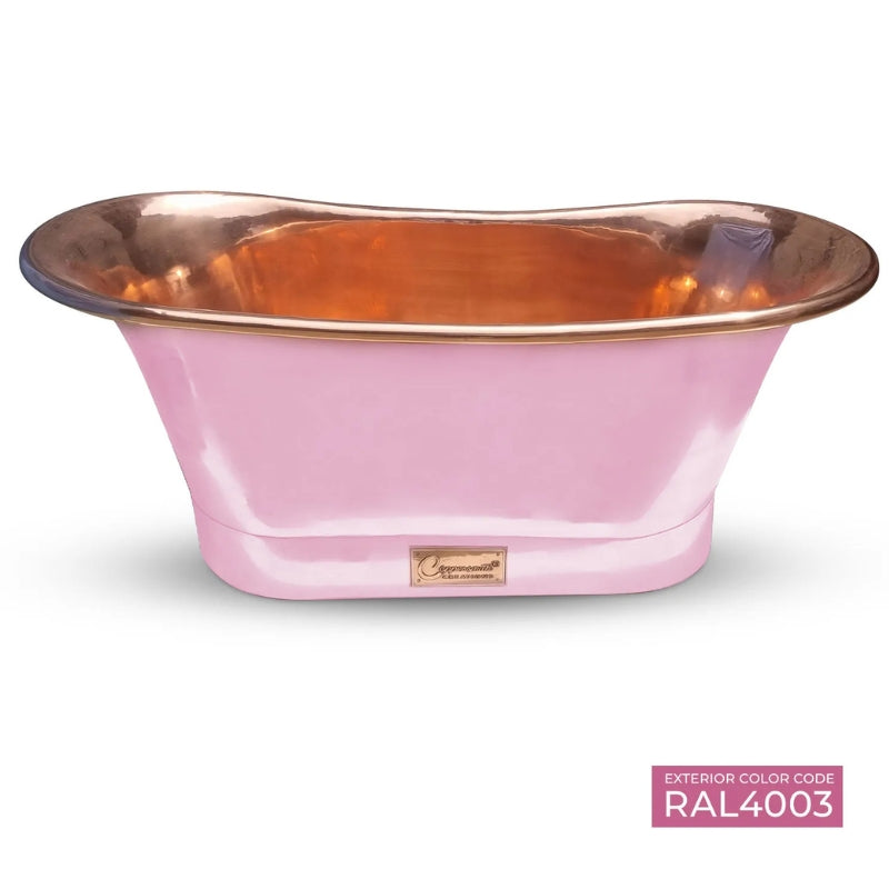 Coppersmith Creations Straight Base Copper Bathtub (1 size, Polished Copper Interior, Heather Violet Exterior) - Brand New Bathrooms