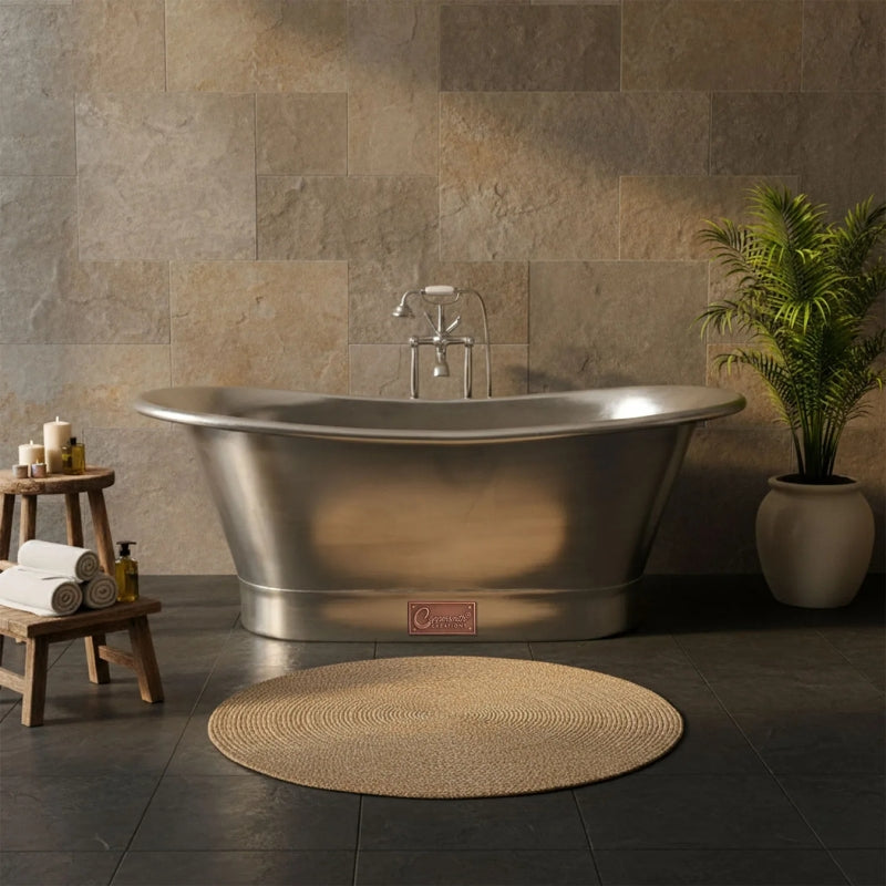 Coppersmith Creations Straight Base Copper Bathtub (1 size, Tin) - Brand New Bathrooms