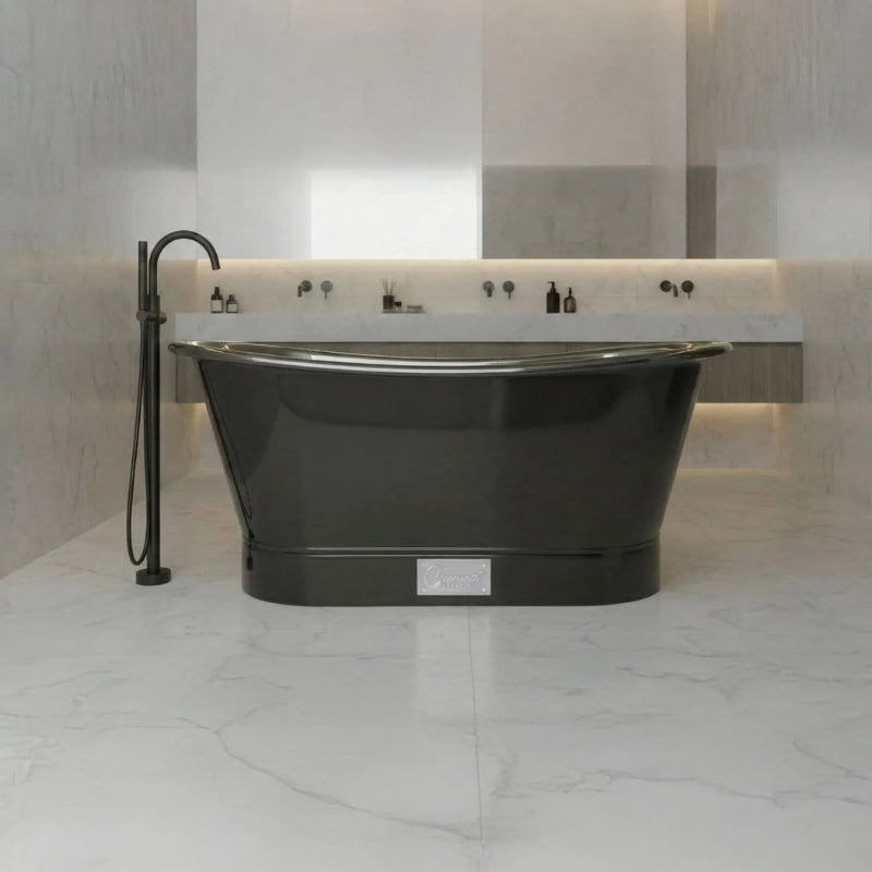 Coppersmith Creations Straight Base Stainless Steel Bathtub (1 size, Black) - Brand New Bathrooms