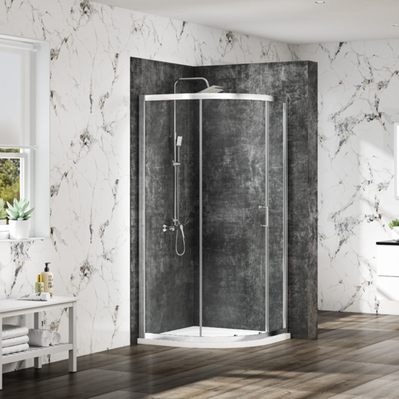 Merlyn MBOX | Single Door Quadrant Shower Enclosure (3 sizes, Polished Chrome)