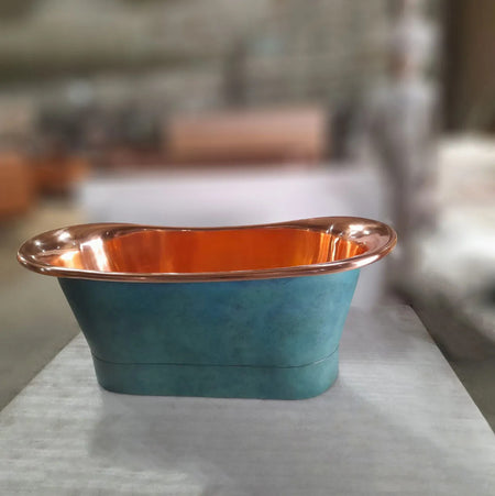 Coppersmith Creations Straight Base Copper Bathtub (1 size, Polished Copper Interior, Patina Exterior) - Brand New Bathrooms
