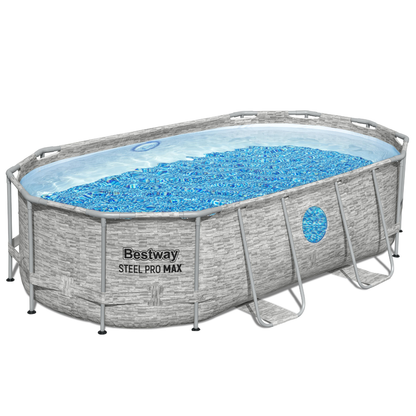 Bestway 14ft x 8ft 2" x 39.5" Oval Steel Pro MAX™ Splashview Above Ground Swimming Pool, Filter Pump & Accessories